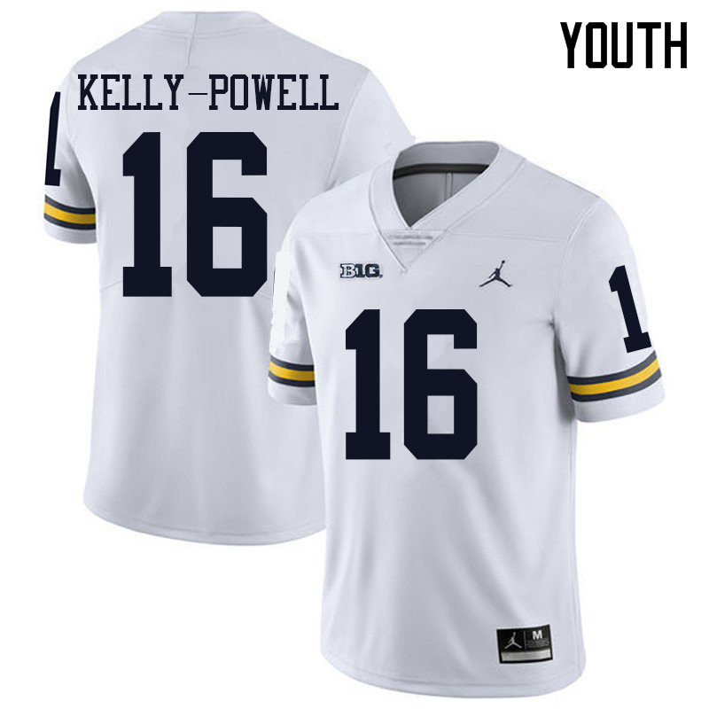 Jordan Brand Youth #16 Jaylen Kelly-Powell Michigan Wolverines College Football Jerseys Sale-White